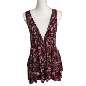 Akira Boho Paisley Top/Mini Dress with Deep V - Versatile, Medium